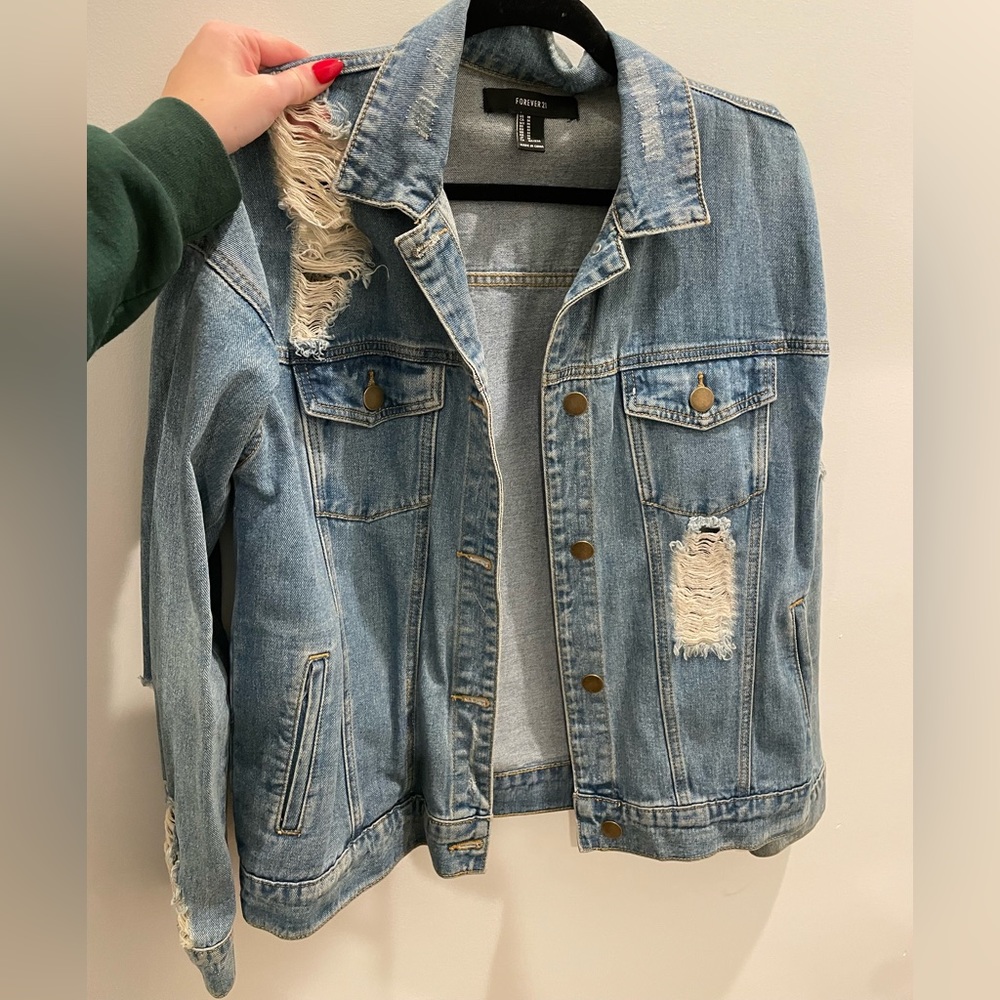 Distressed denim jacket